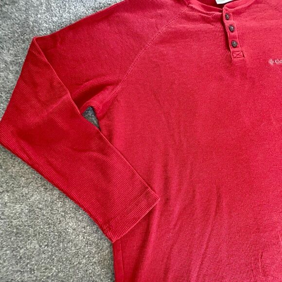 Columbia Henley Shirt Mens Extra Large Red Waffle Knit Omni-Wick L/S Thermal - Picture 8 of 10